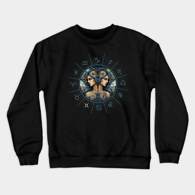 ZODIAC Gemini - Astrological GEMINI - GEMINI - ZODIAC sign - Van Gogh style - 3 Crewneck Sweatshirt by ArtProjectShop